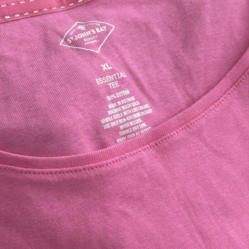 St. John’s Bay XL T-Shirt Bundle Pink & Blue Cotton Short Sleeve - Picture 2 of 4
